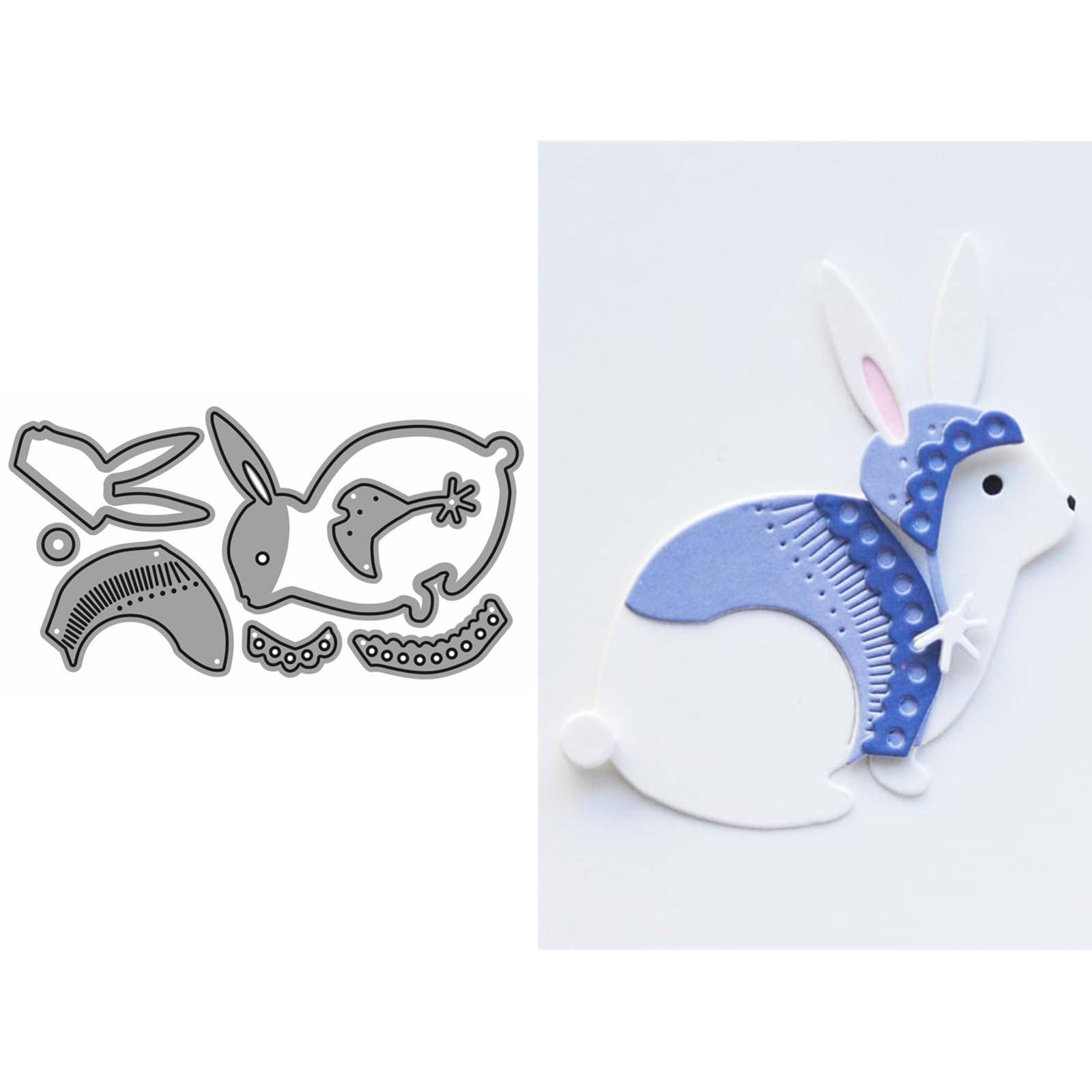 DzIxY Patchwork Christmas Rabbit Metal Cutting Dies for Card Making Kit Embossing Paper Die Cuts Set Scrapbook Stencils Supplies Machine Templates