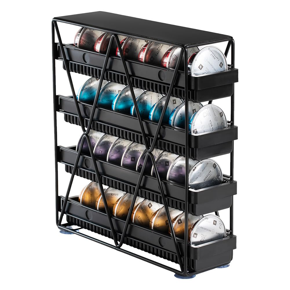 coffee Pod Holder 4 Tier Coffee Pod Holder For Countertop With 32 pods,Black 1pcs