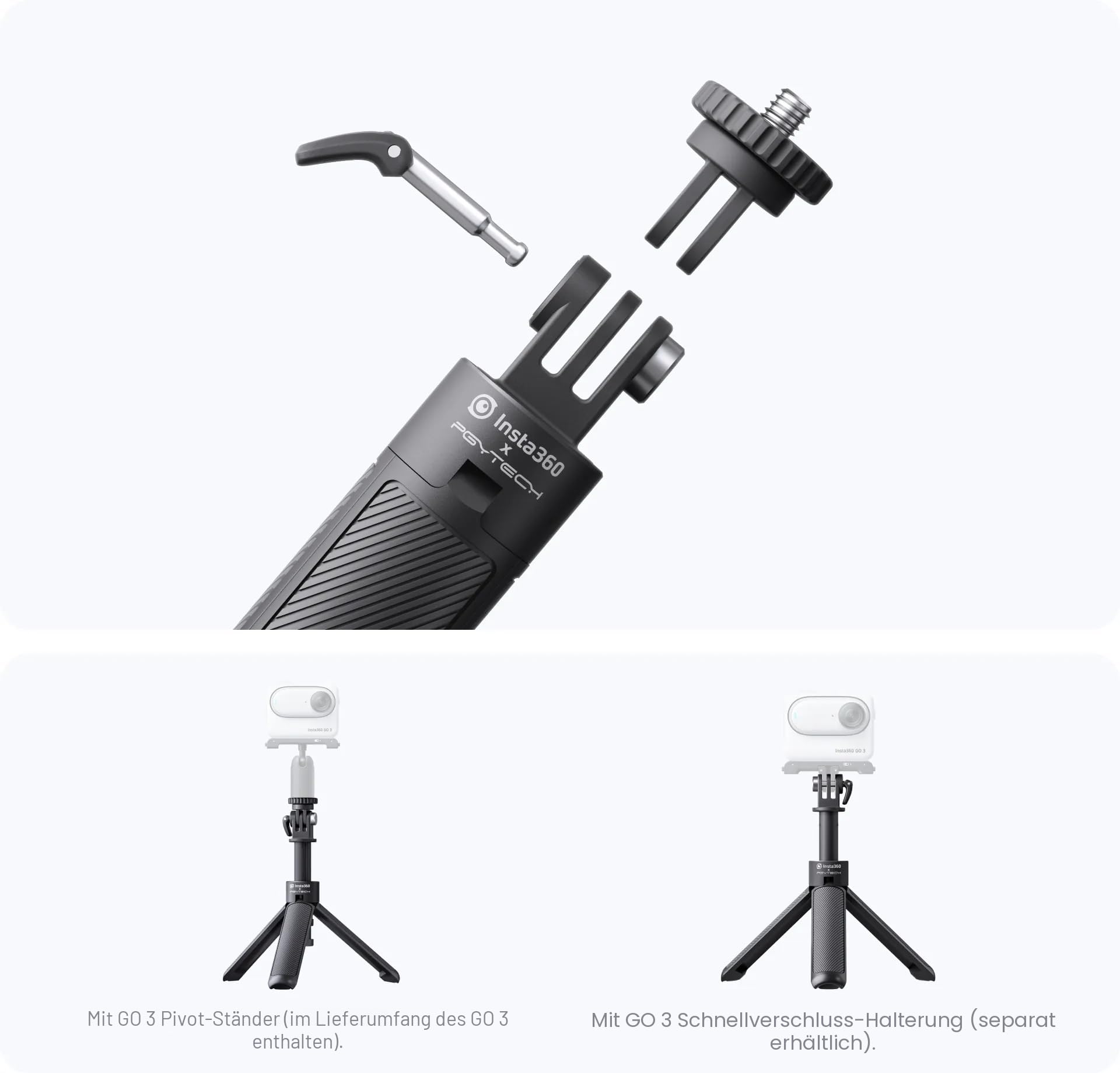 Insta360 2 in 1 Mini-Stativ für GO 3, X3, Link, ONE RS, ONE R, ONE X2, GO 2,ONE X, schwarz