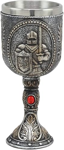 Ebros - Cáliz medieval de caballero de 5 onzas, traje de armadura, figura de cáliz de vino, 6.75 pulgadas de alto