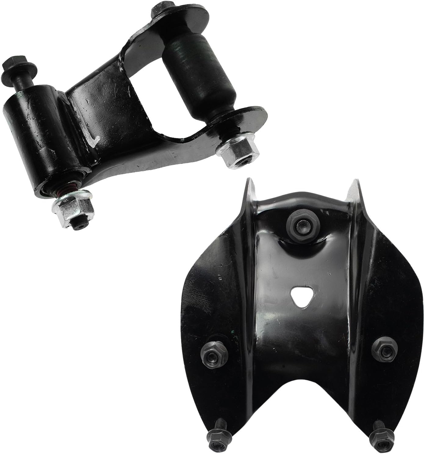 TRQ Rearward Leaf Spring Shackle & Bracket Hanger Set LH Driver or RH Passenger Side for 1997-2004 Ford F150 / 1997-1999 F250