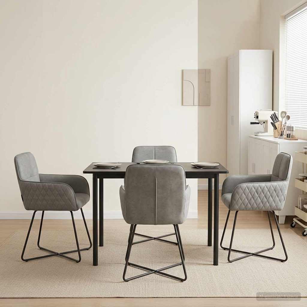 Krzesło do jadalni, zestaw 4 sztuk, aksamitne, jasnoszare 59 x 56,5 x 86 cm, z metalowym stelażem, krzesło tapicerowane z podłokietnikami, ergonomiczne oparcie, nowoczesne wzornictwo, trwałe
