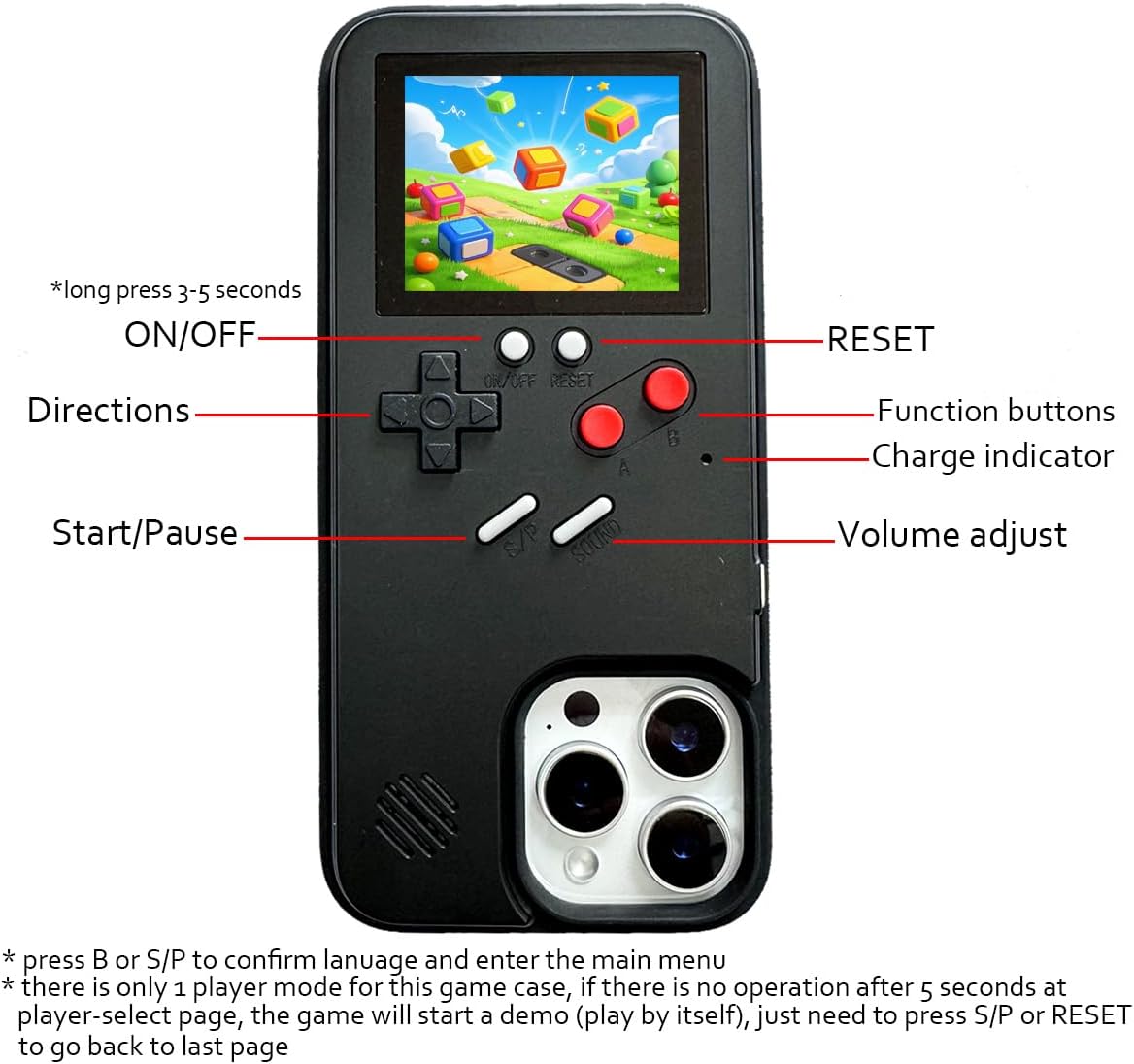Game Case for iPhone 15 Retro Video Game Phone Case Playable Design, Shockproof Funny Gaming Cover for iPhone, Classic Creative Gamer Birthday Gifts, Black - Image 5