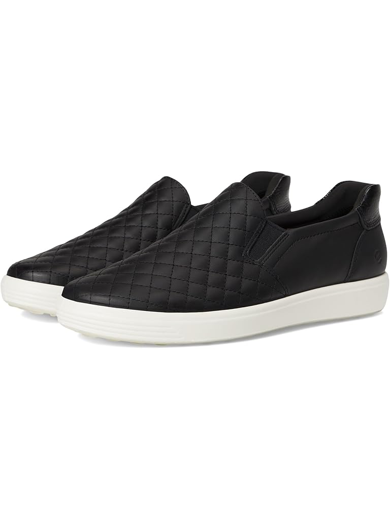 Black ECCO Soft 7 Quilted Easy Slip-On Sneakers