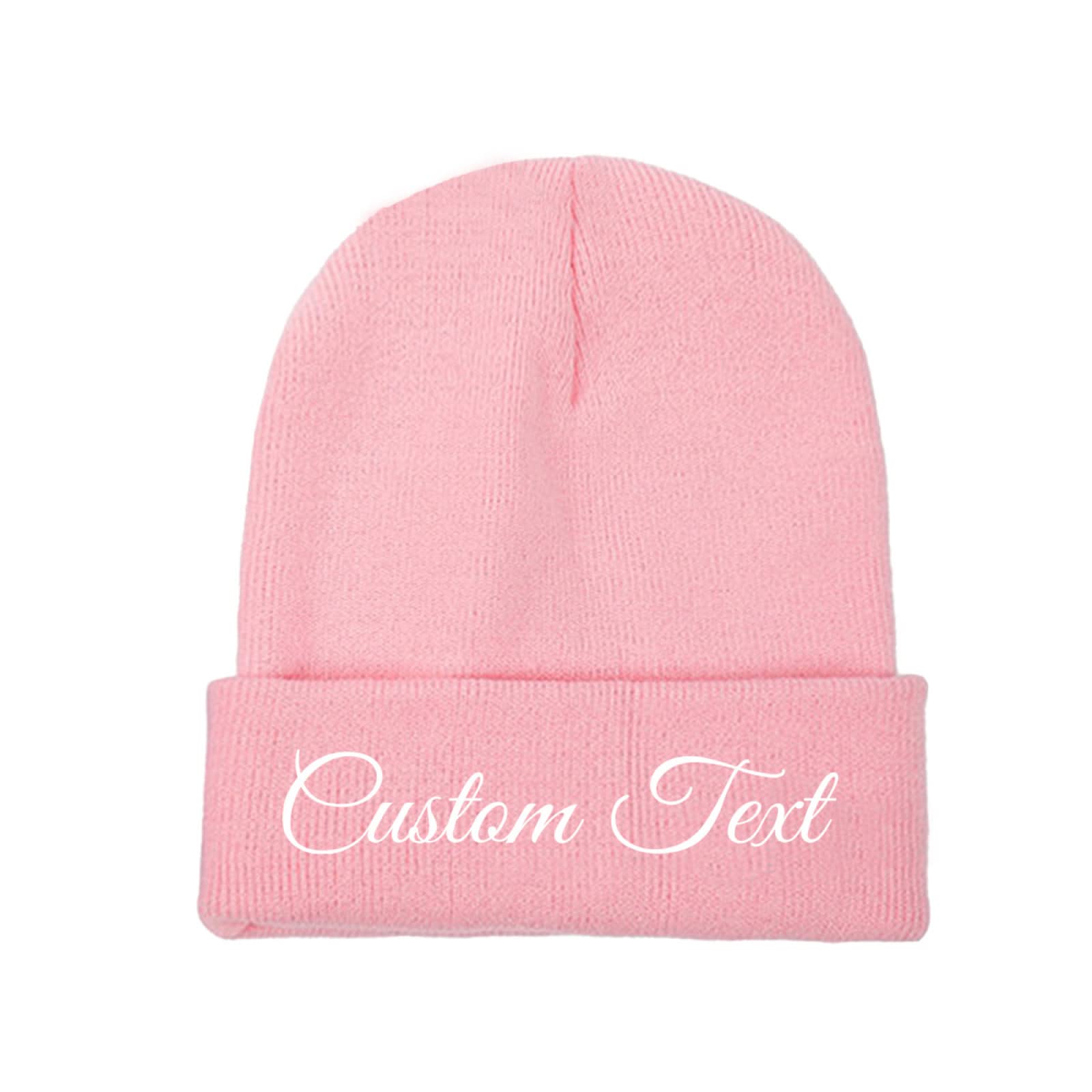 Miujonvy Unisex Pink 0 Custom Beanie Slouch Pink Beanie Custom Text Personalized Hat
