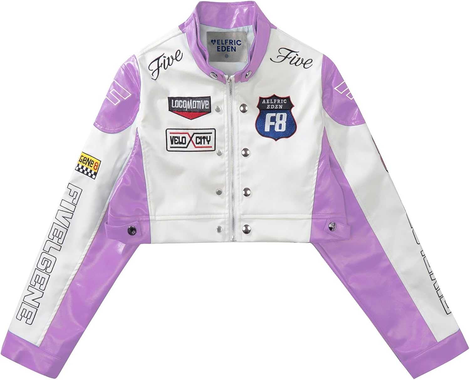 Aelfric Eden Cropped Leather Jacket Women PU Crop Moto Biker Racing Trendy Fashion Casual Coats