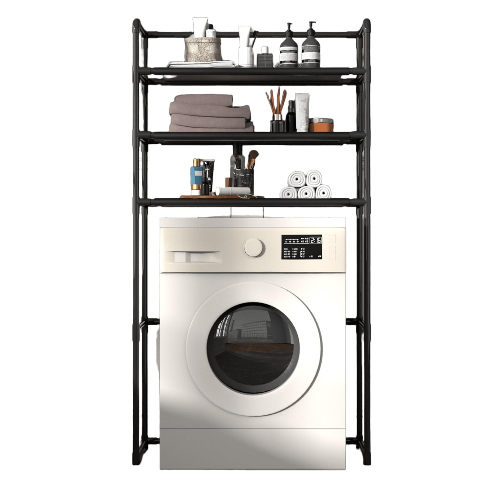 WBJGUOD 3Tier Laundry Shelf Over Washer & Dryer Black Storage Rack nizer for Room SpaceSaving Shelving Unit Above Washing Machine Stylish Functional