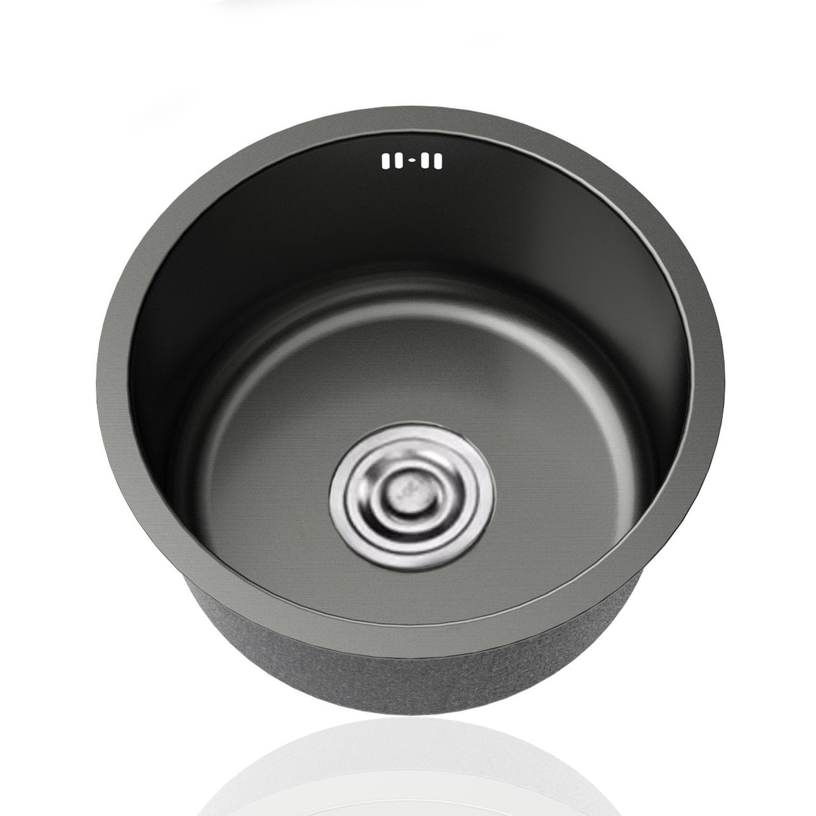Gkirqvpe One Color Round Stainless Steel Sink, Round 304 Stainless Steel Caravan Sink 1 Bowl Drainer Overflow Undermount Topmount 28-45Cm(Ø 28Cm)
