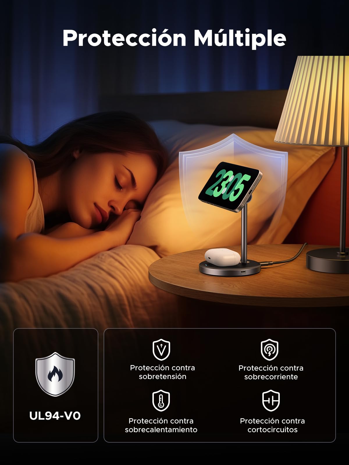 UGREEN MagFlow Qi2 15W Cargador Inalámbrico 2 en 1, Estación de Carga Magnética, Soporte Wireless Compatible con iPhone 16/15/14/13/12 Series, AirPods Pro 2/3 | Certificado Qi2, ángulo ajustable, luces LED, para iPhone serie 17-12, AirPods y más, adaptado