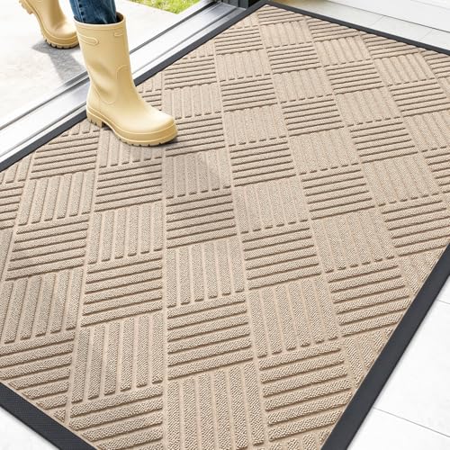 Image of OLANLY Front Door Mat Outside Entrance 47x32, Waterproof Heavy-Duty Doormat