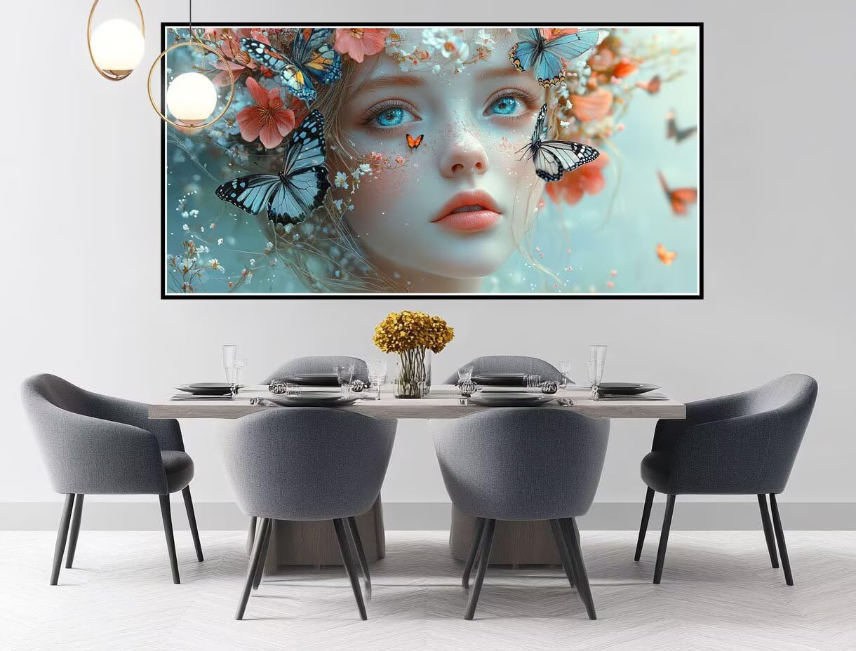Mariposa Pintar por Numeros Adultos, Mujer (1) Pintar por Numeros, DIY Painting by Numbers Kits para Niños Oadultos con Pinceles y Pinturas Acrílicas para Decoración Hogar Regalos 70x140cm XD-855