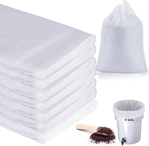 Paquete de 50 filtros de café frío, filtros comerciales de 20 x 20 pulgadas, bolsa de filtro para café de hasta 5 libras, se adapta a cubos de 5