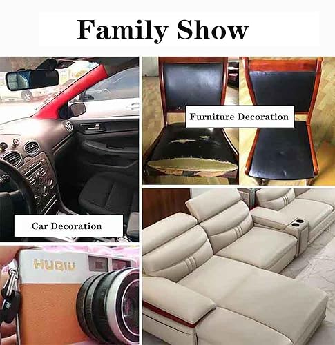 Miniatura 6 de Parche de reparación de cuero sin olor negro para sofás, 19 x 50 pulgadas, grande, autoadhesivo, retapizador, kit de parches para sofá, asientos de