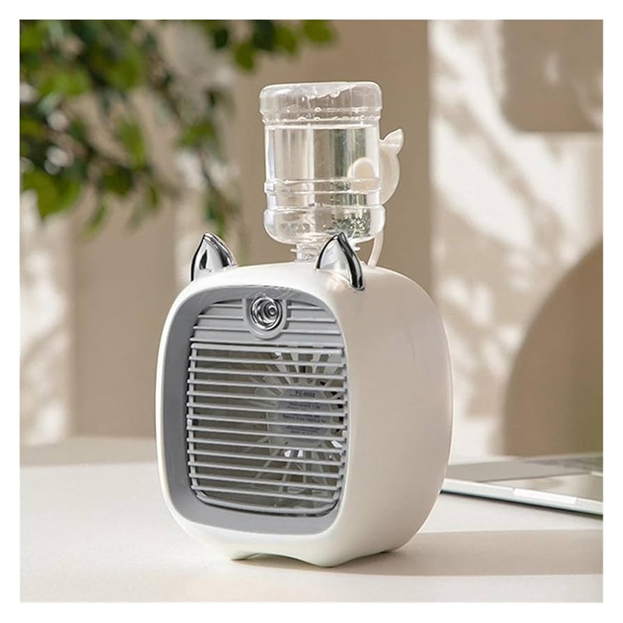 【匿名配送】ミストファン ミニミスト加湿器 かわいい 軽量 コンパクト Qoo10] 扇風機 ミストファン ファン 卓上 加湿