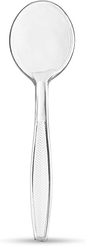 Miniatura 7 de Plasticpro Cucharas de sopa de plástico transparente, cubiertos desechables, utensilios de peso medio, 100 unidades