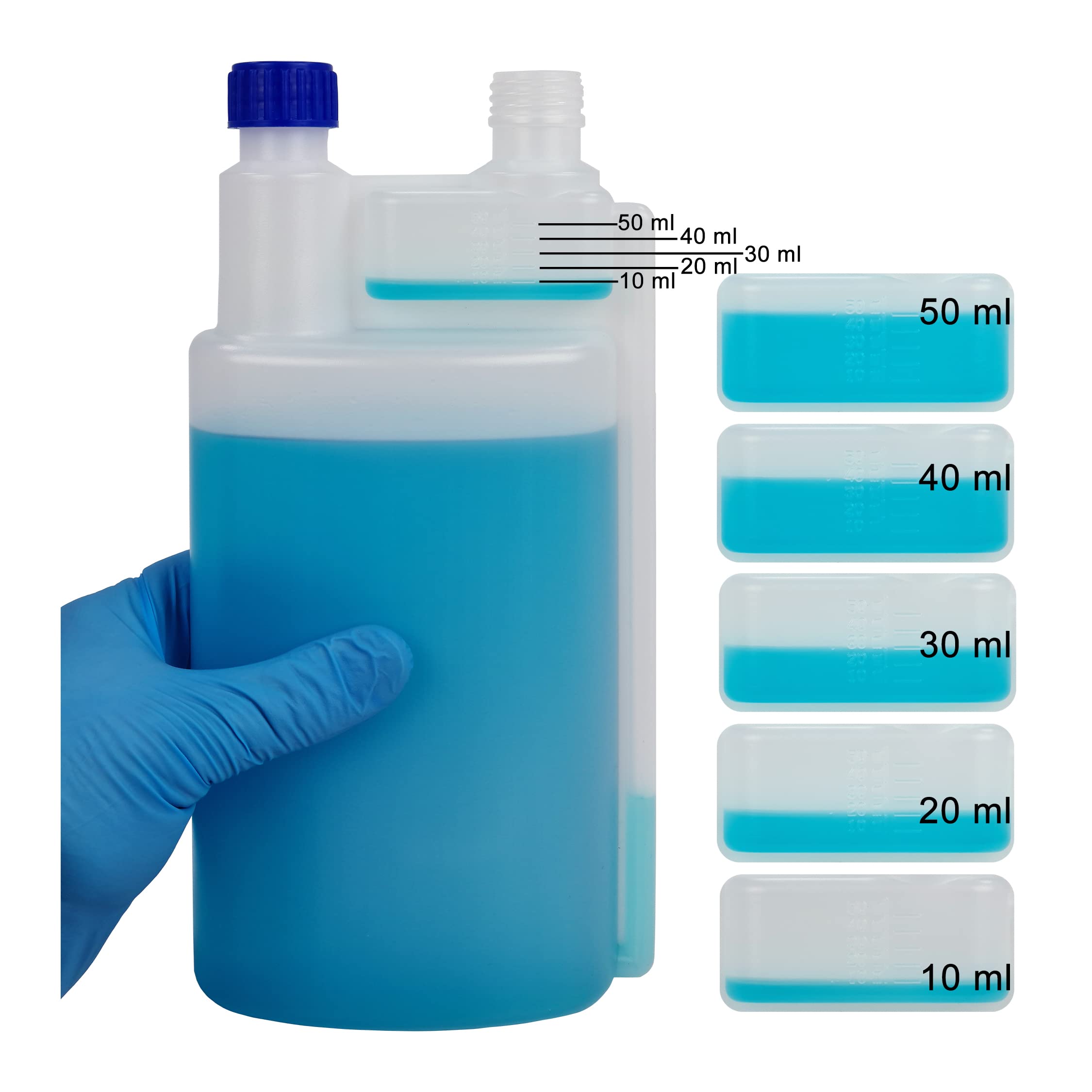 Botella dosificadora doble cuerpo 1000 ml para dispensar productos químicos concentrados (12 Unidades)