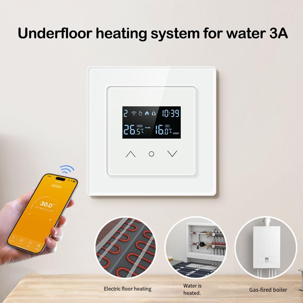 KiraKira Tuya regulator temperatury, elektryczne ogrzewanie podłogowe, 16 A, IP20, termostat cyfrowy z konfigurowalnym harmonogramem