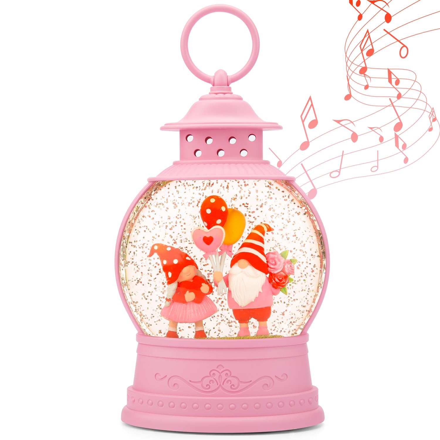 Mothers Day Decorations Musical Gnomes Snow Globe,Couple Gnomes Light Up Snow Globe 6H Timer, USB/Battery Operated, for Mom,Wedding Party