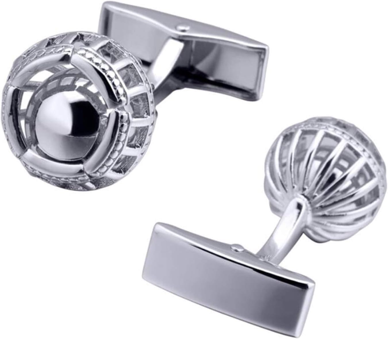 Kreative runde Manschettenknöpfe, Hohle Manschettenknöpfe aus Metall, Exquisite Kleidungsdekoration, Geschenke (Farbe: Schwarz) (Schwarz) (Silber)