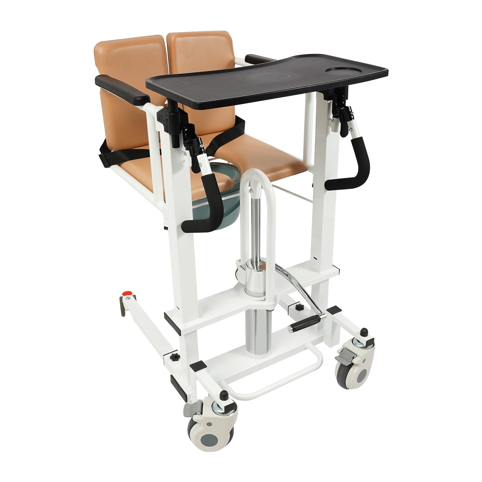 Silla elevadora hidráulica para personas mayores, asiento dividido a 180°, ancho del asiento: 42 cm, hasta 100 kg, capacidad de carga, altura ajustable y plegable, silla de inodoro multifunción con