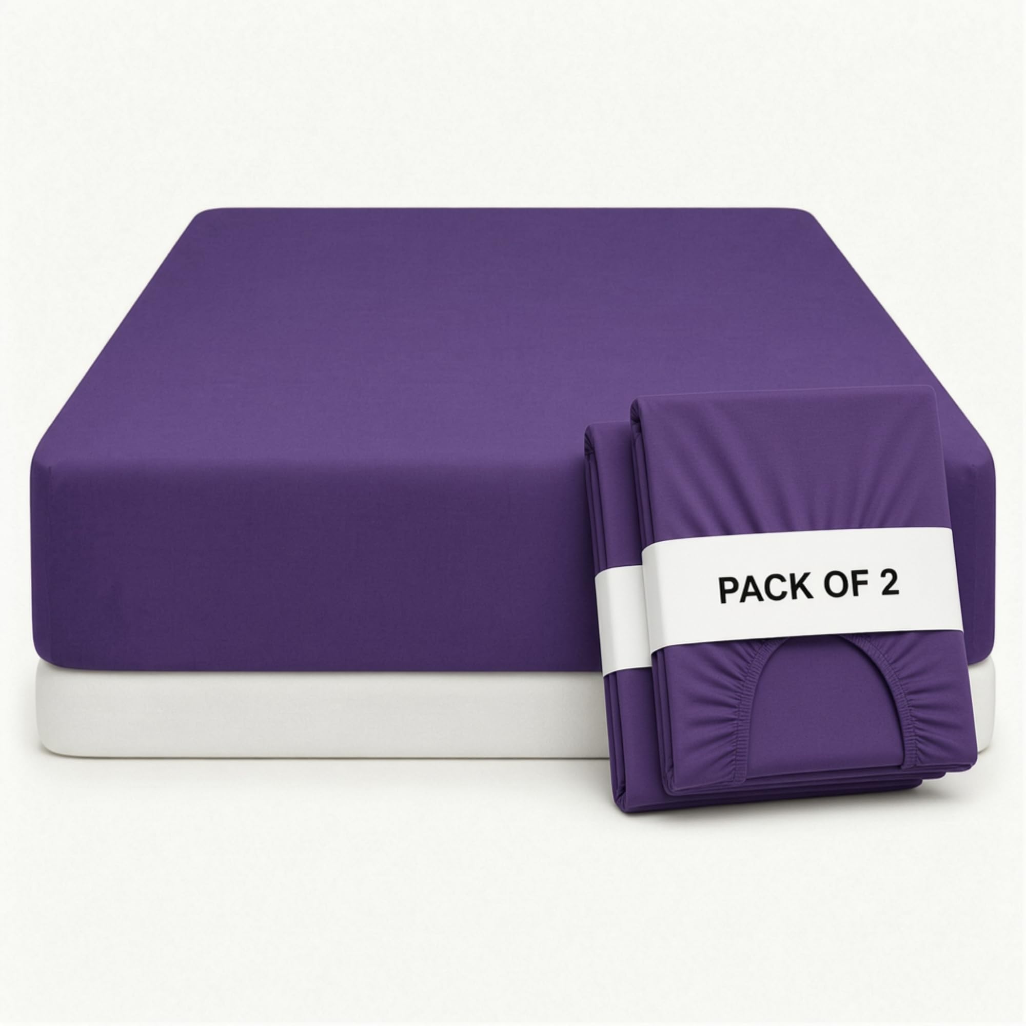 Q&H - 2x Small Double Bedding Fitted Sheet Royal Blue - Brushed Microfibre 30cm Deep Pocket Elasticated Fit - Easy Care Soft & Breathable - Washable Fade & Shrink Resistant Mattress Sheet