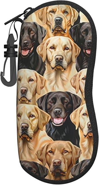 Eyeglass Case for Men Women labrador retriever Dogs Printed Sunglasses Case Portable Zipper Eyewear Protector Box