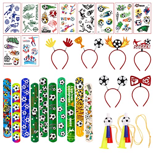 2022 Weltmeisterschaft Fußball Party Supplies Fußball Horn Pfeife, Fußball Slap Armbänder, Fußball Temporäre Tattoos und Kopf Boppers für Fußball Party Weltmeisterschaft Feiern Dekoration Cover