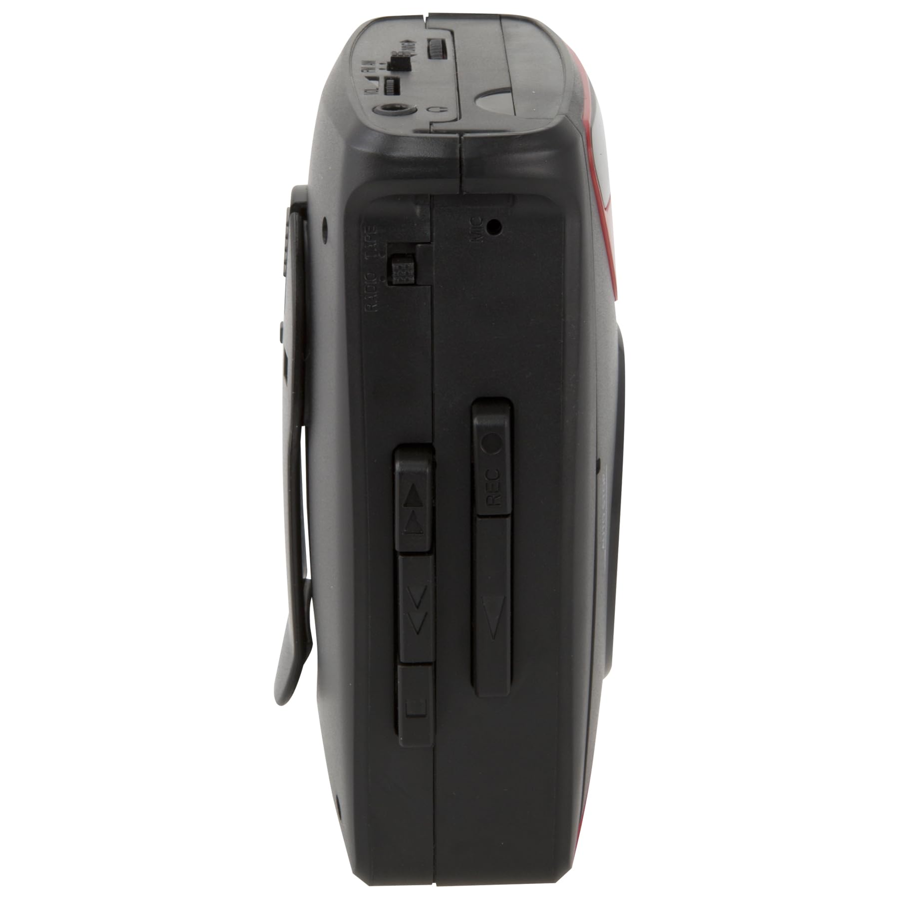 GPX CAS337 Tragbarer Kassettenspieler mit AM/FM-Radio/Sprachaufzeichnung (Rot/Schwarz)