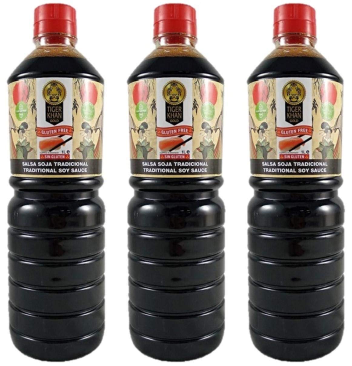 TIGER KHAN Salsa de Soja Sin Gluten 1L 12 unidades