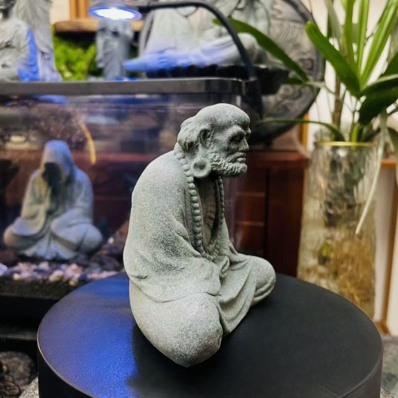 Miniatura 5 de livelyfish Decoraciones de Buda para acuario zen, estatua de Buda para decoración del hogar, estatua de Buda de piedra de meditación para escultura