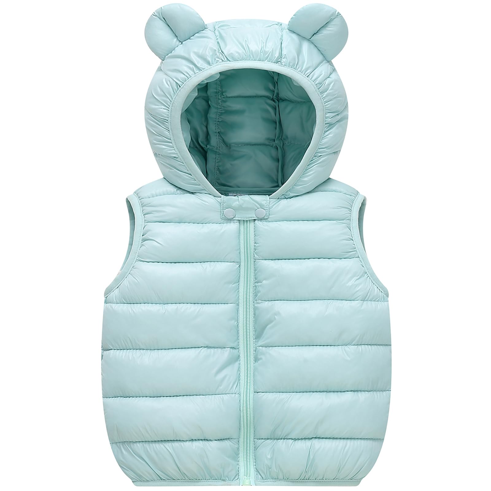AIWUHE Baby Boys Girls Hooded Puffer Vest Winter Lightweight Sleeveless Bear Ears Zipper Up Jacket Down Vest Coat Vests Kids