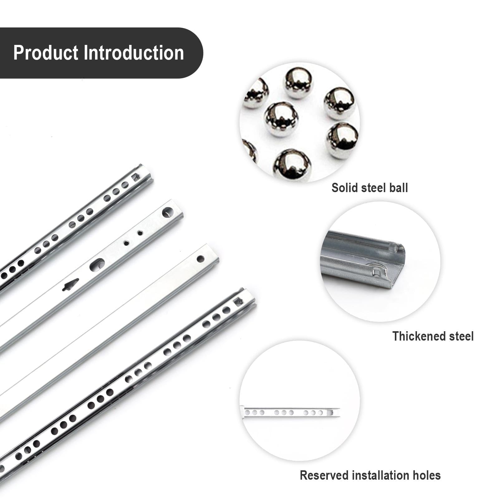 LERANXIN Draw Runners, 2 Pairs/4 Pieces, Undermount Drawer Slides with Two-Way Extension, 310 mm to 490 mm, Kitchen Drawer Runners, Galvanized Steel, for 17mm Recesses - Image 3
