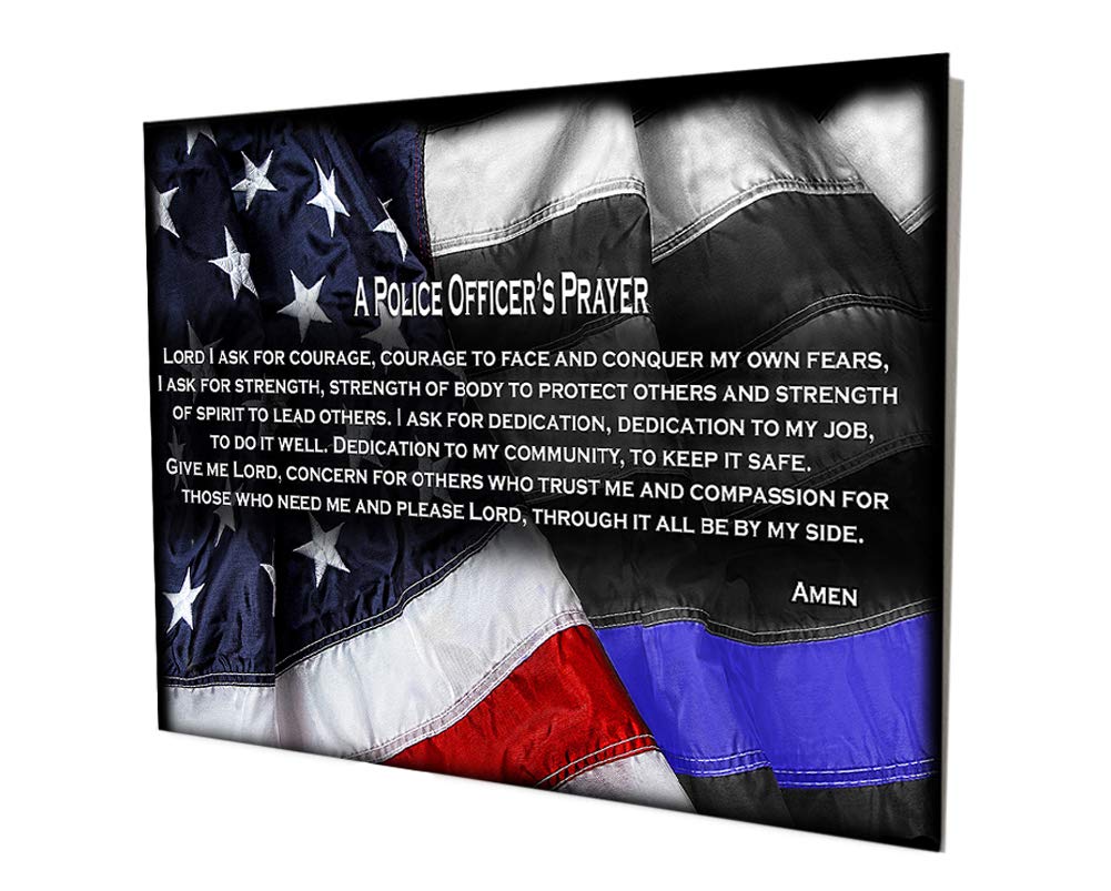 American Flag Thin Blue Line Flag Police Officer's Prayer Law Enforcement Police Officer Sheriff Vintage Reproduction Vintage Style Metal Signs Metal Tin Aluminum Sign Garage Home Decor 16x20"
