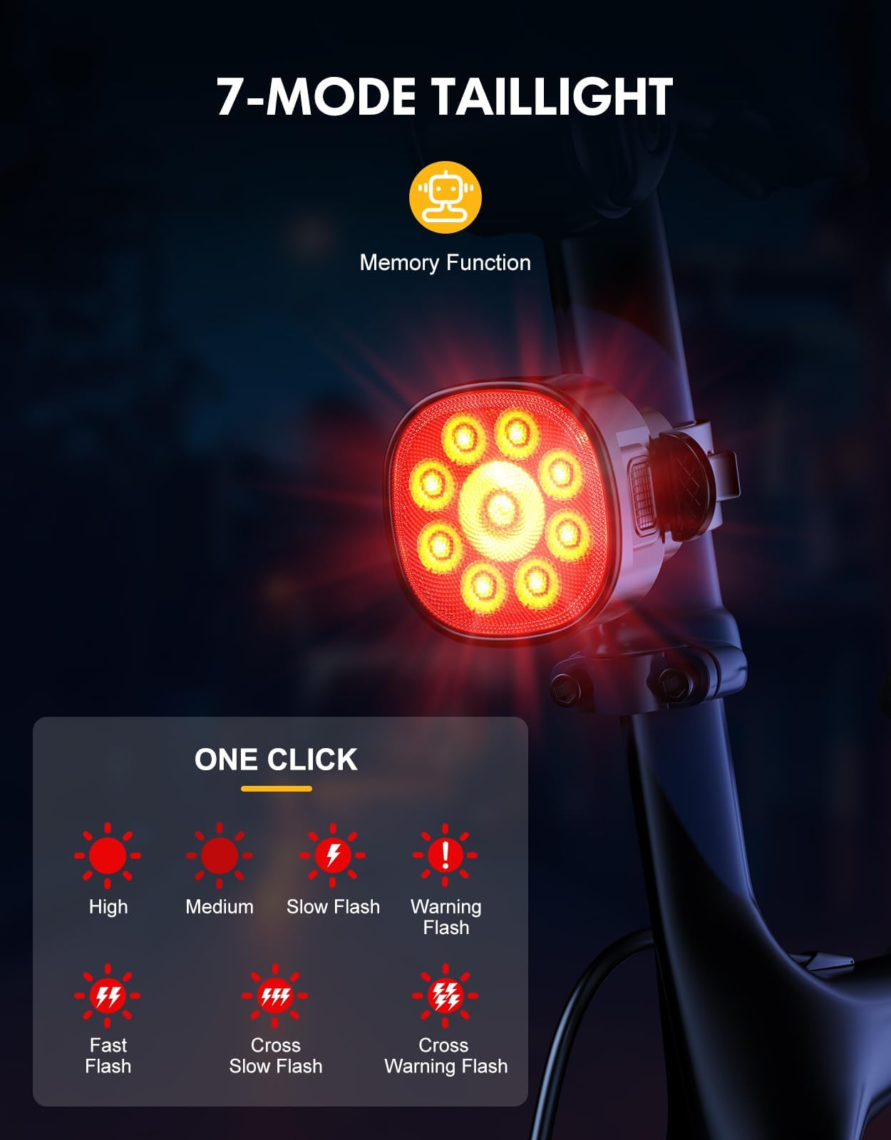 Luces de bicicleta [8+7 modos], luces de bicicleta recargables USB delanteras y traseras, ultra brillantes con foco y reflector, luces de bicicleta impermeables IP65 para carretera, montaña, 3