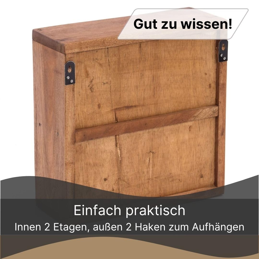 MEDIZINSCHRANK Medic 35 | 35x35x13cm (HxBxT), Mahagoni | Wandschrank im Shabby Chick Design, Arzneischrank, Erste Hilfe Schrank aus Holz | Farbe: 08 honigfarben gewachst