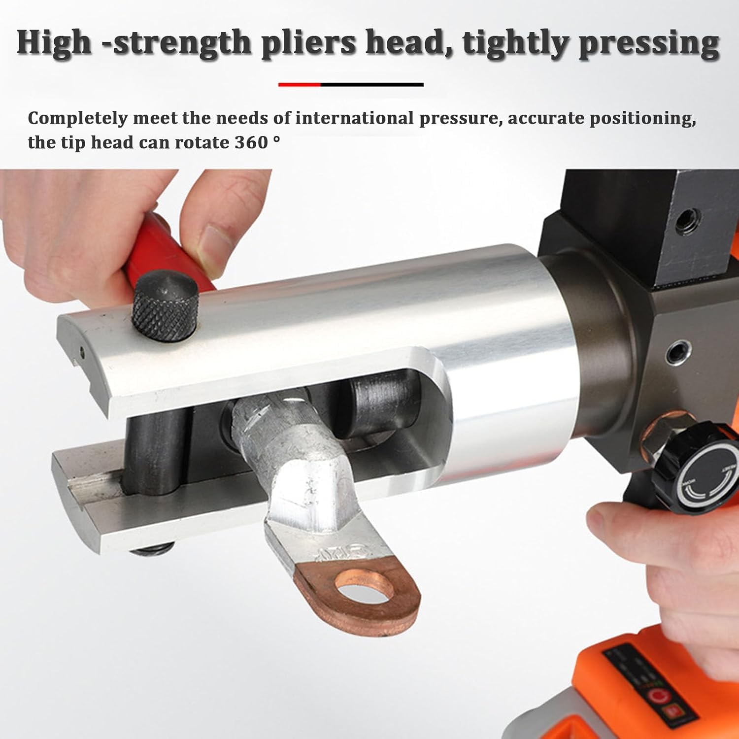 Pinza crimpatrice elettroidraulica per terminali in rame e alluminio, ricaricabile.