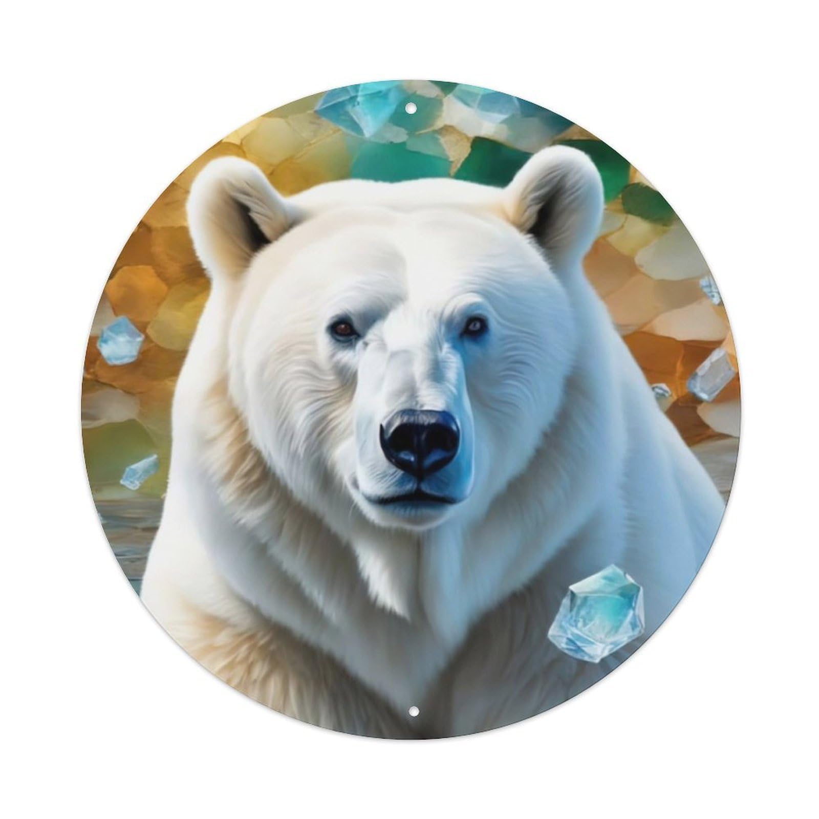 Lonely Polar Bear Animal Artwork Vintage Metal Tin Sign Plaque Wall Decor for Cafe, Club Bar, Office, Garden Metal Poster 8x8Inch
