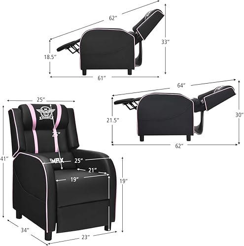 Miniatura 3 de POWERSTONE Silla reclinable para juegos, sillas reclinables para adultos, sofá ergonómico de cuero con reposapiés, soporte lumbar, reposacabezas y