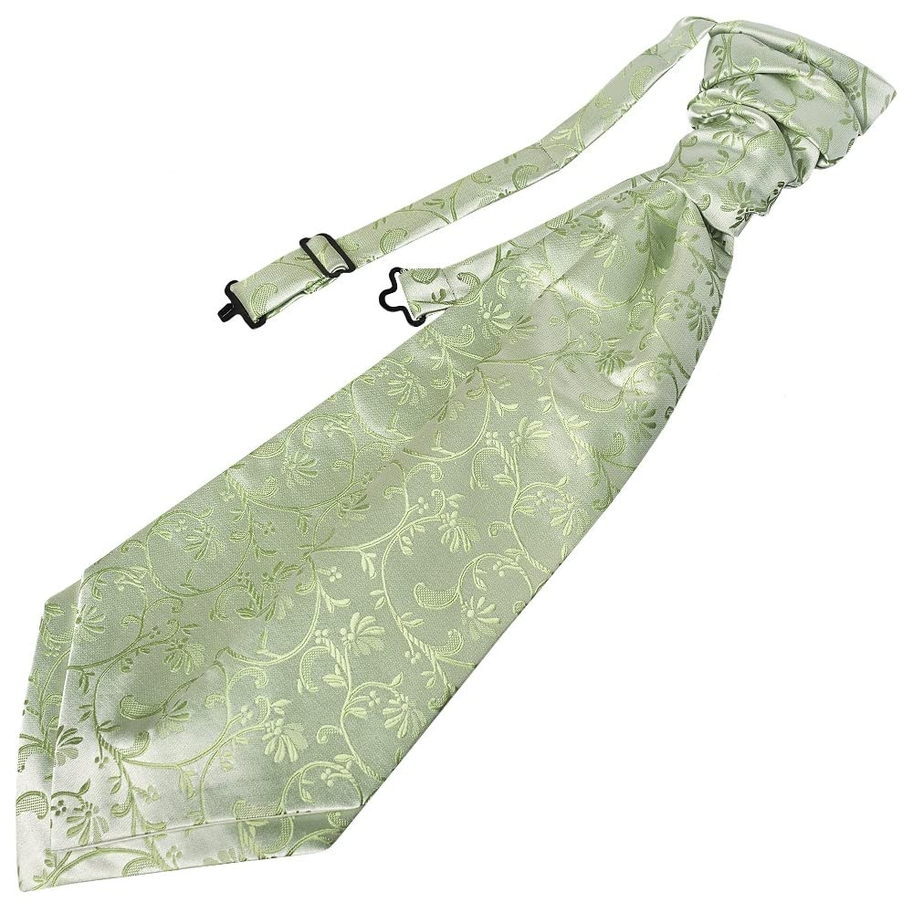 Ties R Us Men's Green Sage Floral Cravat Tie