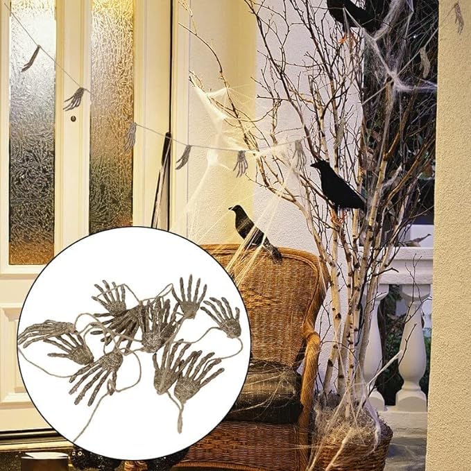 RSAAUD® Skeleton Hands Garland Hanging Wall Décor Decoration Halloween Party Supply Accessories Skull Hand Haning, 1 Set Random Color 2
