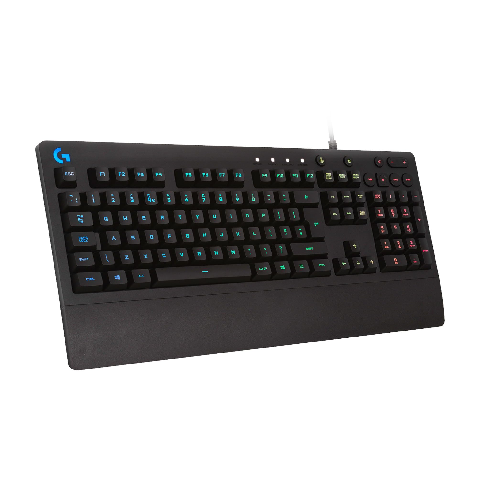 Logitech G G213 Prodigy Gaming Keyboard, RGB Lightsync Backlit Keys, Spill-Resistant, Customizable Keys, Dedicated Multi-Media Keys, Qwerty Us International Layout - Black