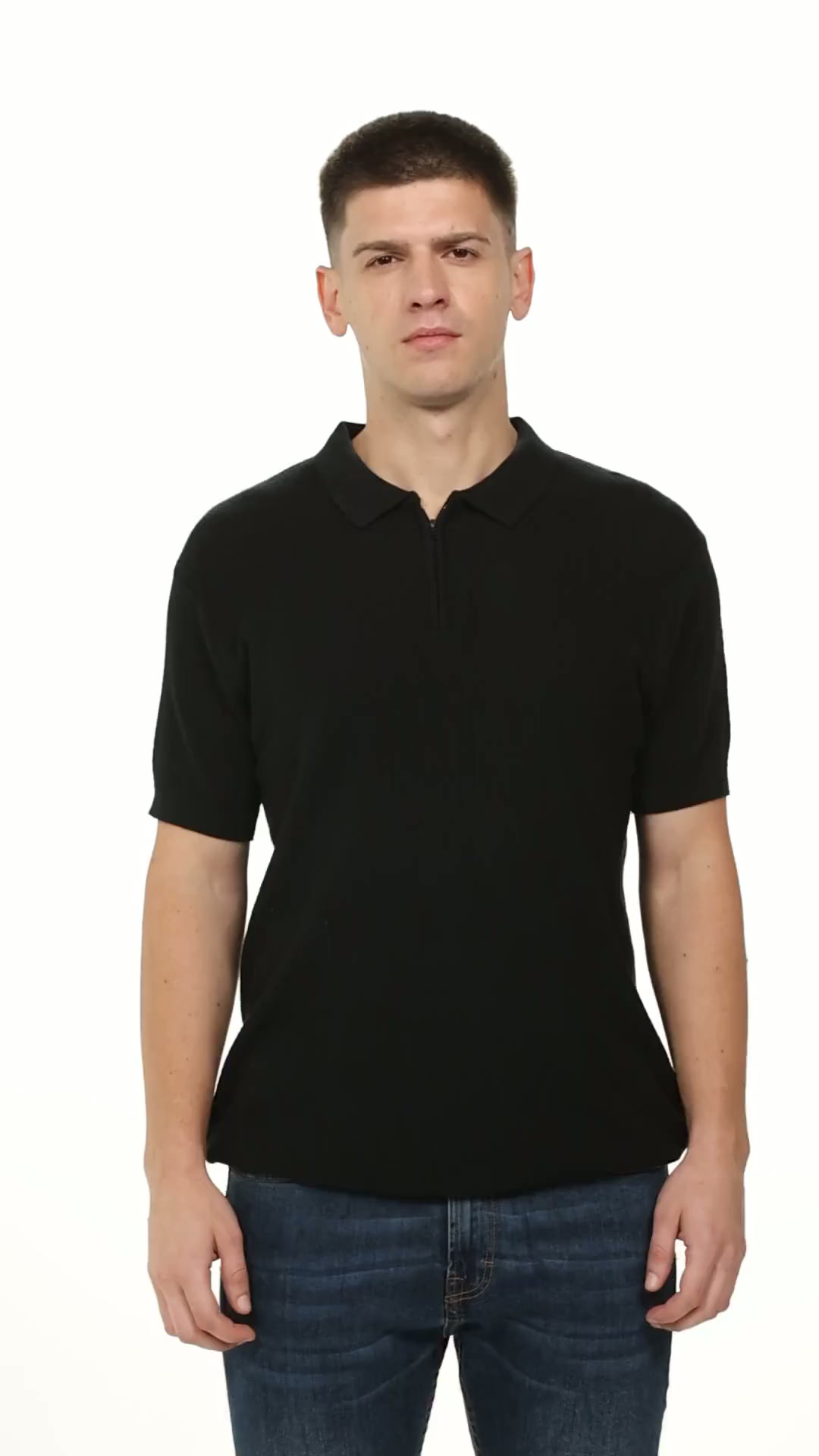 Buy Textured Zip Polo T-Shirts(1M-TWPO-R0014-BL2_Black_S) at Amazon.in