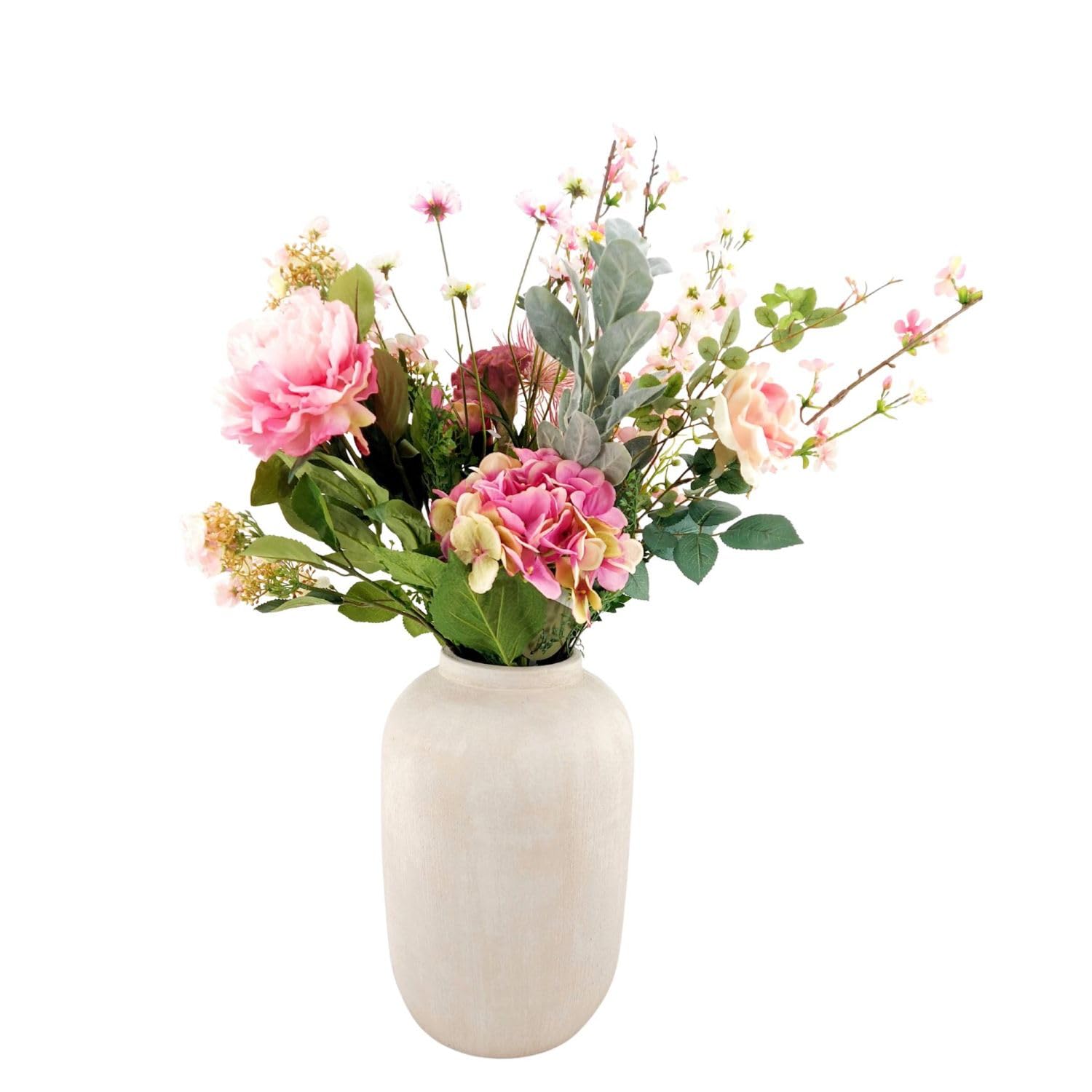 Bodenvase Avion 35cm - bauchig, Creme grau, Keramik, Ø24cm CreaFlor Home