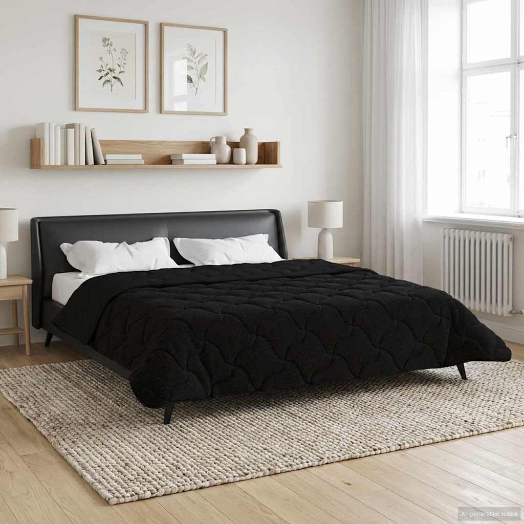 Manta de verano negra de 200 x 200 cm, de microfibra, forro polar, transpirable, de doble cara, para el verano, dormitorio, fácil de lavar, hipoalergénica, duradera