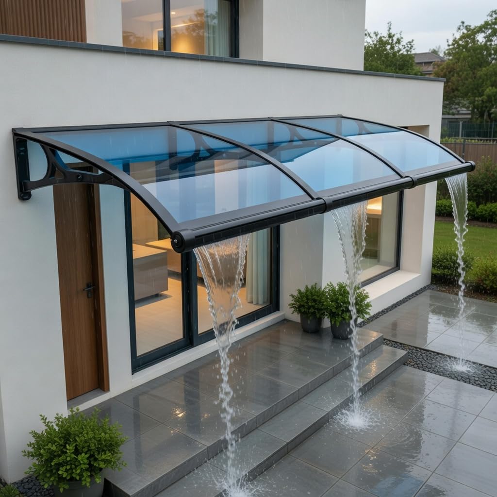 60x120cm Window Awning Door Canopy, KOUBHYJ Door Awnings Exterior, Awning for Door Window Exterior, Front Door Canopy with Aluminum Bracket for UV, Rain and Snow Protection