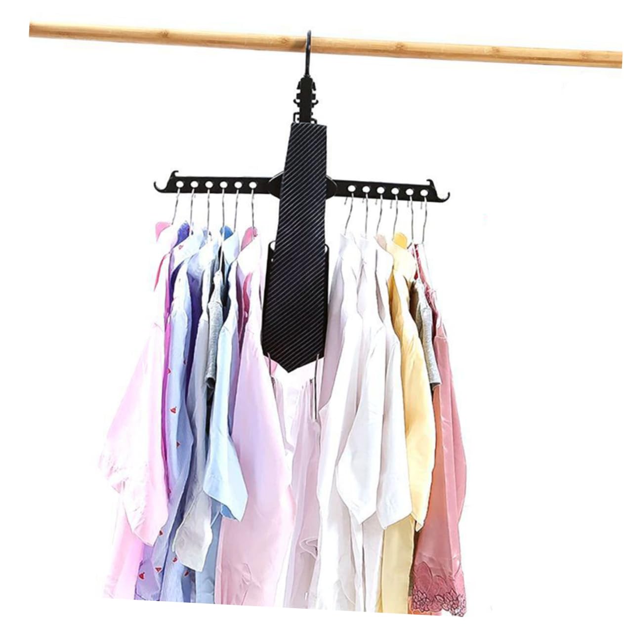 Ciieeo Multi Functional Foldable Plastic Clothes Hanger Space Saving Hook Rack for Laundry and Bedroom Organization Design for