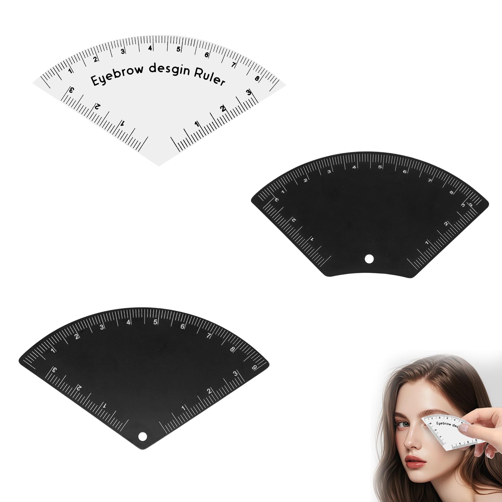 3Pcs Fast Drawing Eyebrow Design Ruler Mapping Tool, High-Precision Measuring Tool Brow Shaping Template Set | Portable for Home & Salon Use | Suitable for All Face Types