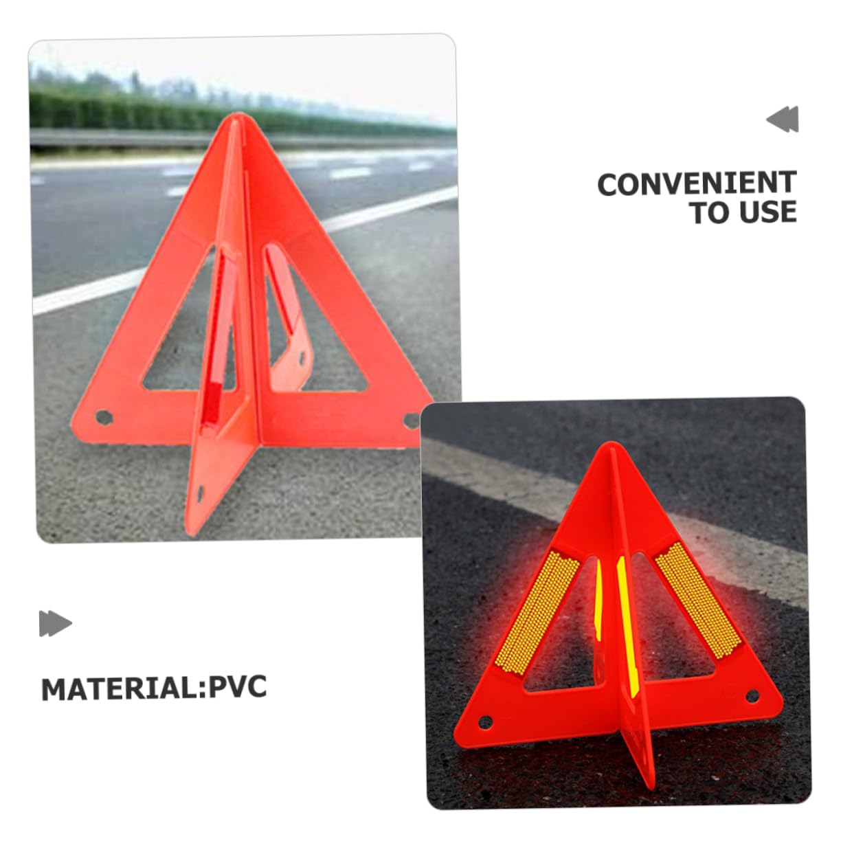 Triángulo de Advertencia Plegable Naranja Pvc 3 Piezas para Coche