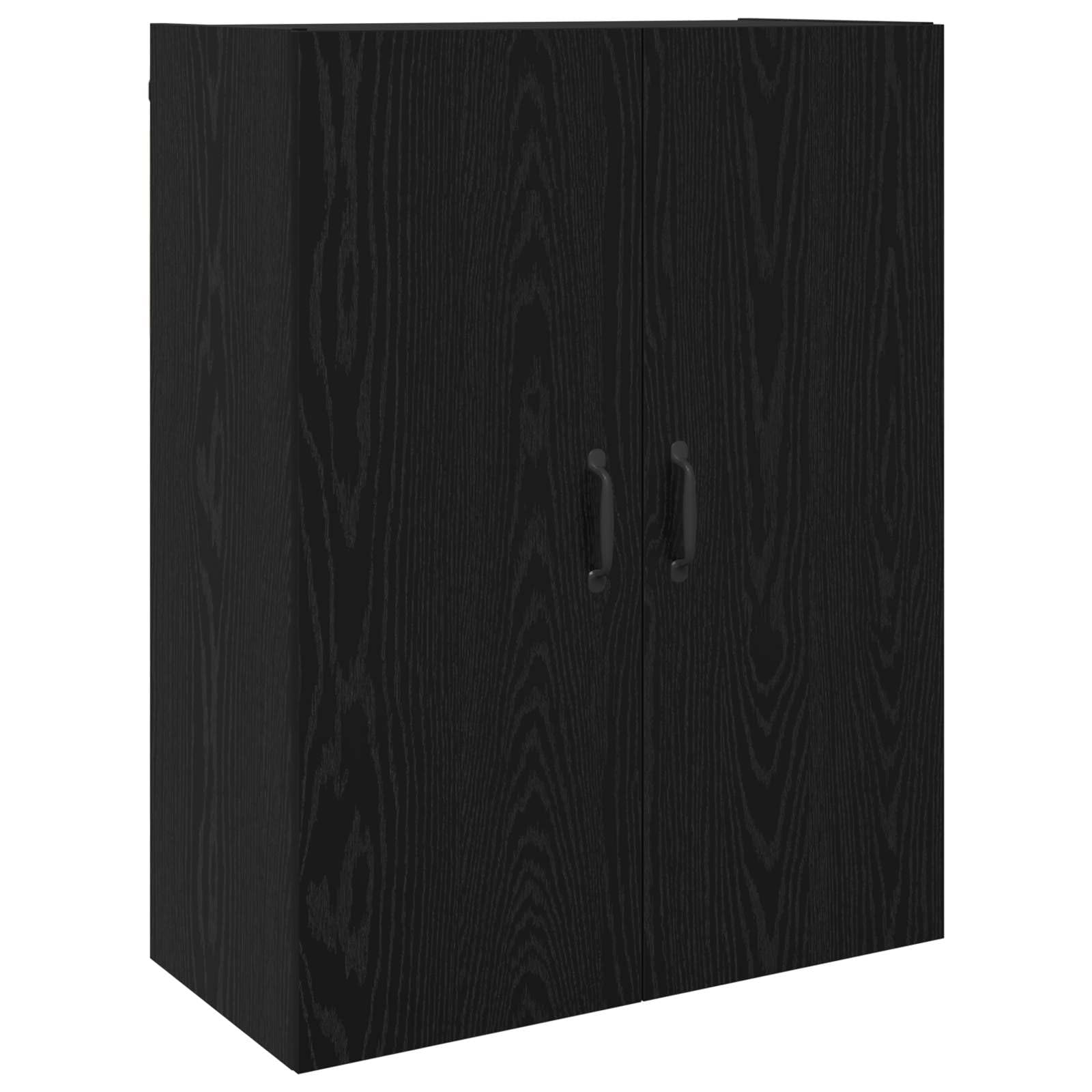 Buffet haut noir aspect chêne en bois avec 4 portes à charnières, hauteur de 180 cm, charge maximale de 120 kg, buffet moderne avec espace de rangement, idéal pour salon, salle à manger et