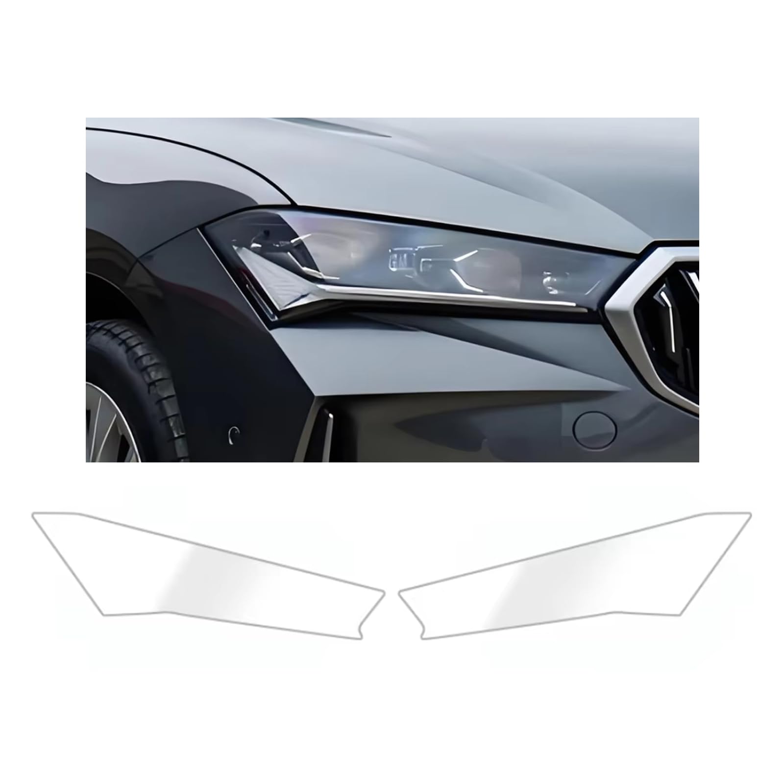 Headlight Film for Skoda Superb MK4 2026, 1Set Transparent/Smoke Black Car Headlight TPU Protective Film